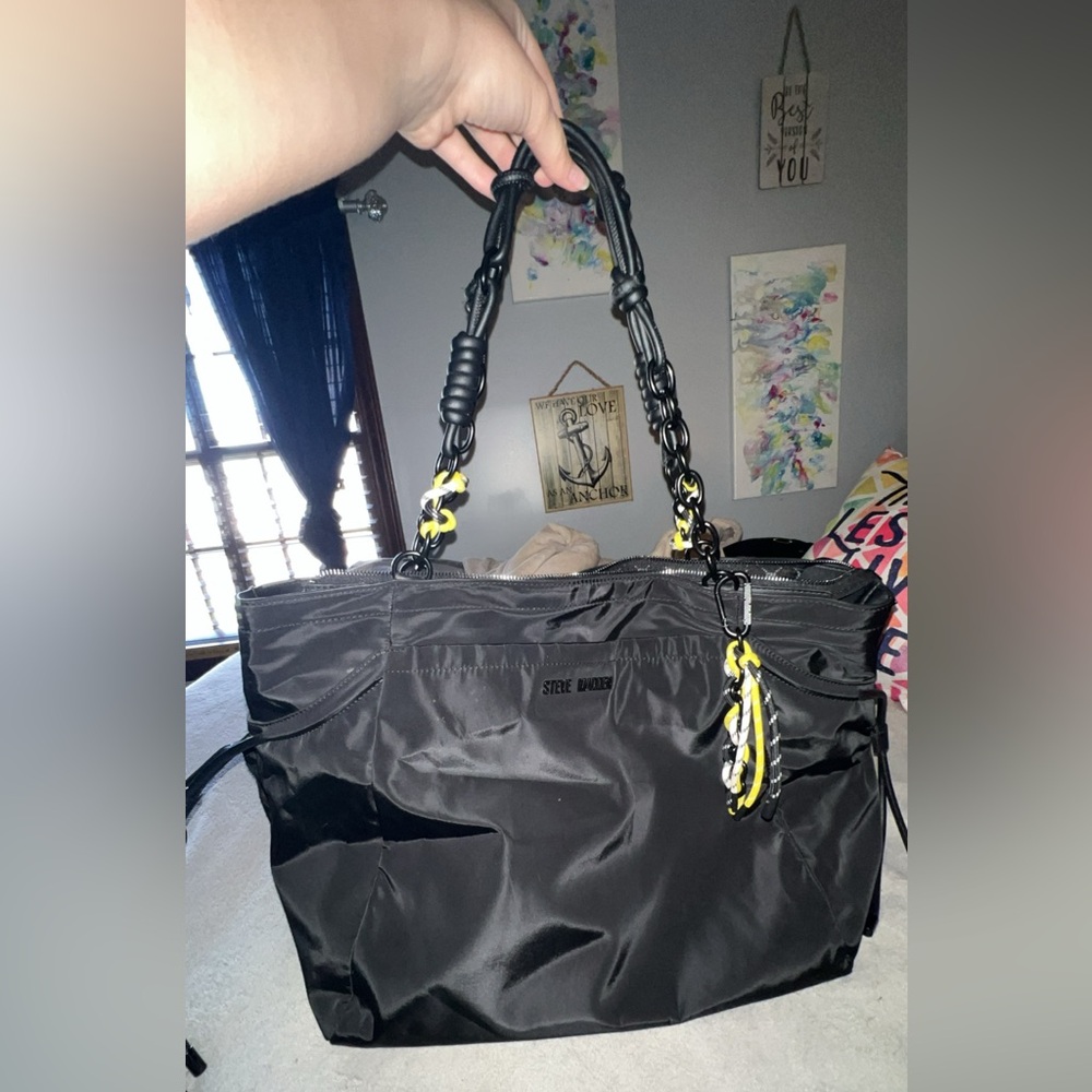 Steve Madden Nylon Tote Bag with Chain Straps - Picture 2 of 8